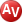 Icon/Symbol/Piktogramm mit den Buchstaben AV vor rotem Hintergrund