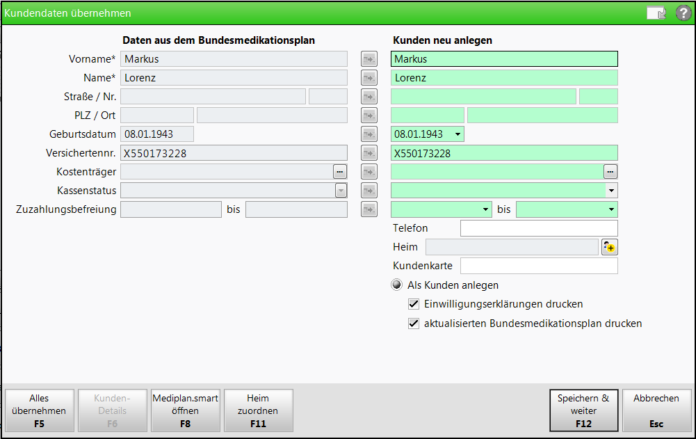 Kundendaten übernehmen (BMP)