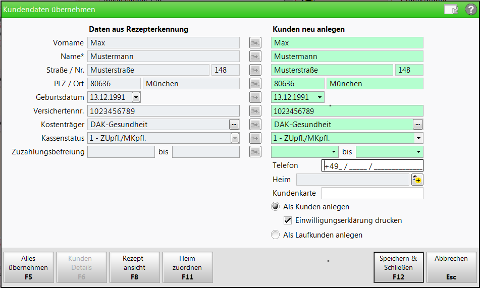 Kundendaten Abgleichen Und übernehmen